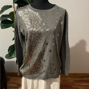 Gray Sweater with Metallic Accents - Italian
